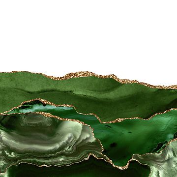 Green & Gold Agate Texture 25 van Aloke Design