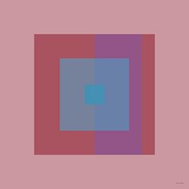 Abstrakt Rot Blau Quadrat von Mid Century Art House