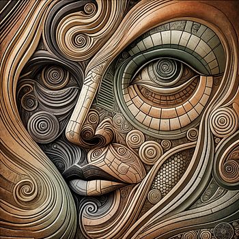 Enigme abstraite - portrait géométrique mystique du visage