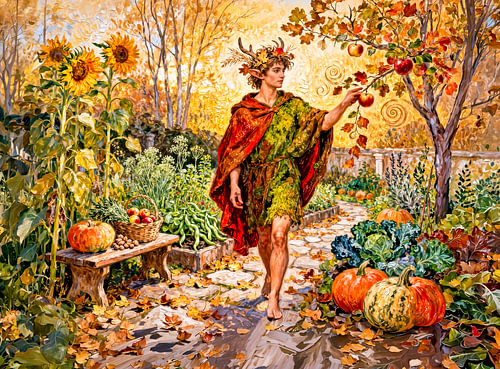 Roman God Faunus Autumn Garden