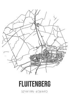 Fluitenberg (Drenthe) | Carte | Noir et Blanc sur Rezona