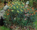 Zwei Frauen inmitten von Blumen, Claude Monet von Meisterhafte Meister Miniaturansicht