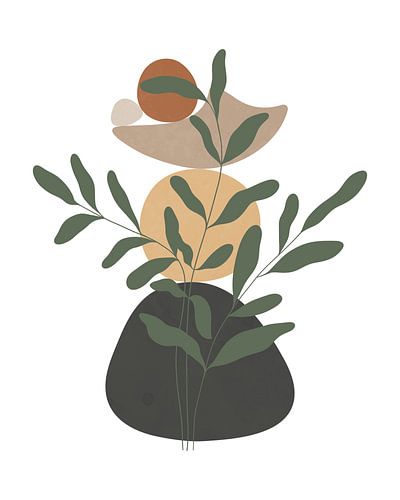 Paysage minimaliste avec une plante feuillue aux couleurs de l'automne