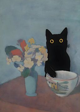 Nature morte avec chat noir Emile Bernard