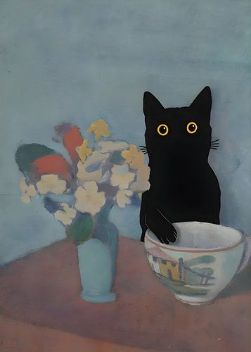 Zwarte kat print stilleven Emile Bernard