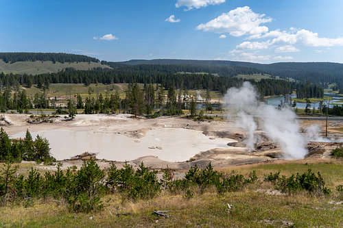 Thermal area with mud volcanoes in Yellowstone National Park, USA