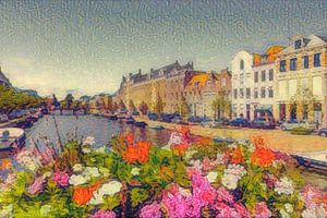 Colorful Painting Haarlem at the Spaarne by Slimme Kunst.nl