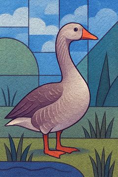 Eine geometrische Illustration einer Gans. von Galerie Hoppenbrouwers