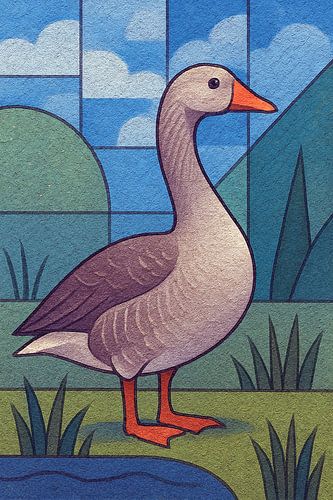 Een geometrische illustratie van een gans.