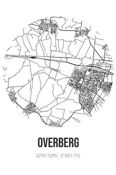 Overberg (Utrecht) | Carte | Noir et blanc sur Rezona