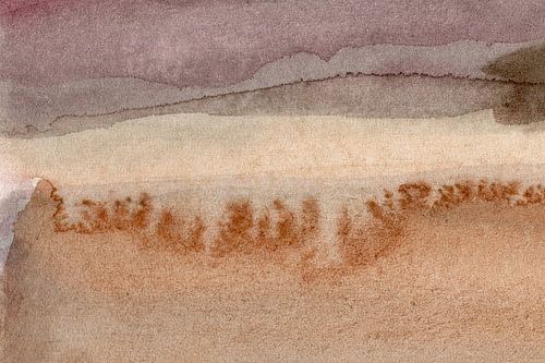 Abstract minimalistisch landschap schilderij in wabi-sabi-stijl