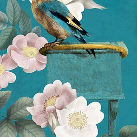 The Goldfinch on Blue von Marja van den Hurk