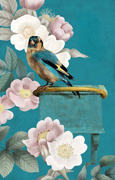 The Goldfinch on Blue van Marja van den Hurk