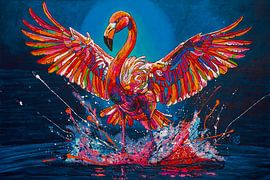 Flamant rose : une élégance aérienne sur Happy Paintings / Renata Rolefes Art