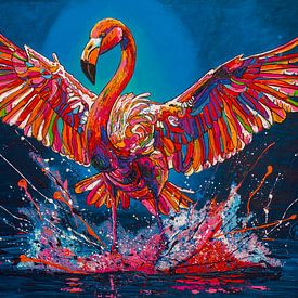 Flamingo: Opvliegende Elegantie van Happy Paintings / Renata Rolefes Art