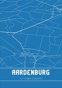 Blauwdruk | Landkaart | Aardenburg (Zeeland) van MijnStadsPoster