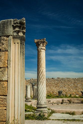 Dorische zuil in Volubilis in Marokko
