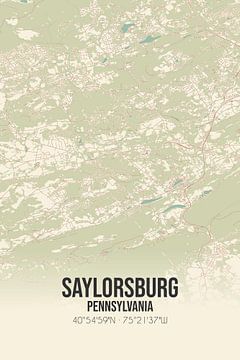 Vintage landkaart van Saylorsburg (Pennsylvania), USA. van MijnStadsPoster