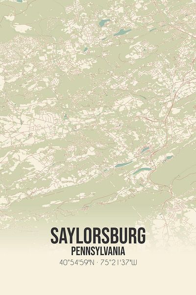Alte Karte von Saylorsburg (Pennsylvania), USA. von Ortsdrucke