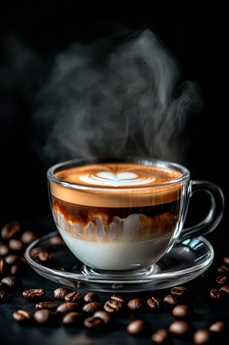 Stoom cappuccino in een elegant kopje