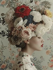 Portret met bloemen en een romantische sfeer van Carla Van Iersel