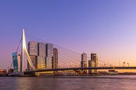 Le pont Erasmus à Rotterdam pendant l'heure dorée/bleue dans un éclat coloré sur Arjan Almekinders Aperçu