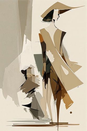 Abstract digitaal schilderij en beige