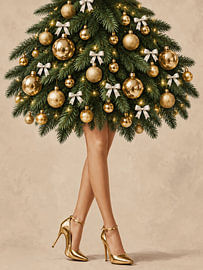 Jingle Legs | Surrealistische Weihnachtsillustration von Mirjam Duizendstra