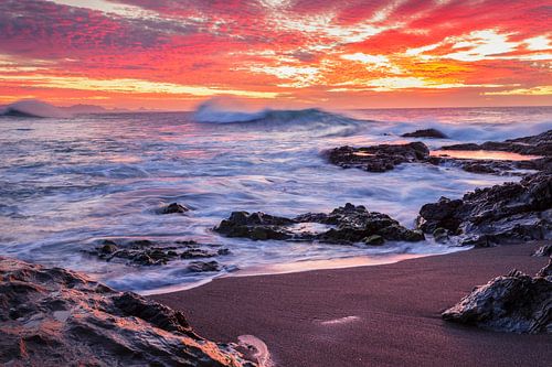 Coast at sunset, Fuerteventura, Canary Islands, Spain