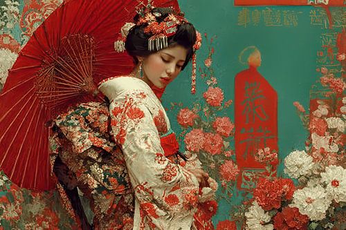 schilderachtige japanse kunst  Geisha