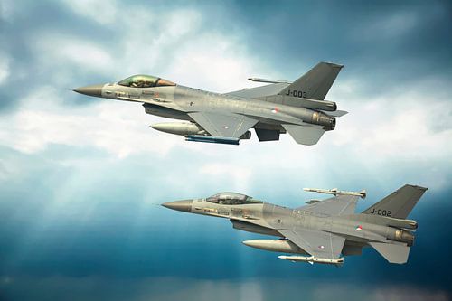 2 F16's Nederland, Leeuwarden.