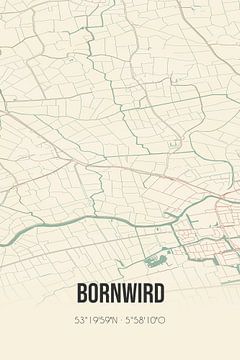 Vintage landkaart van Bornwird (Fryslan) van Rezona