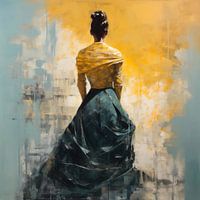 Femme victorienne en pétrole et ocre