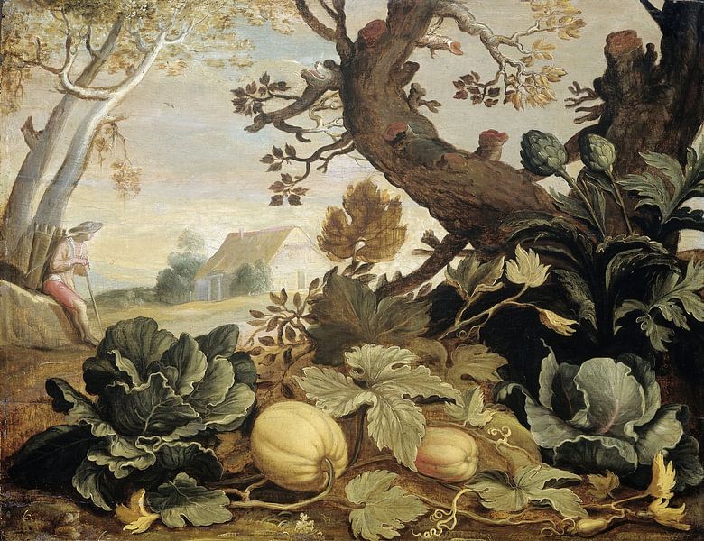 Landscape with Fruits and Vegetables in the foreground, Abraham Bloemaert by Masterful Masters