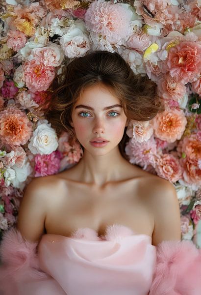 femme avec des fleurs style métropolitain par Egon Zitter