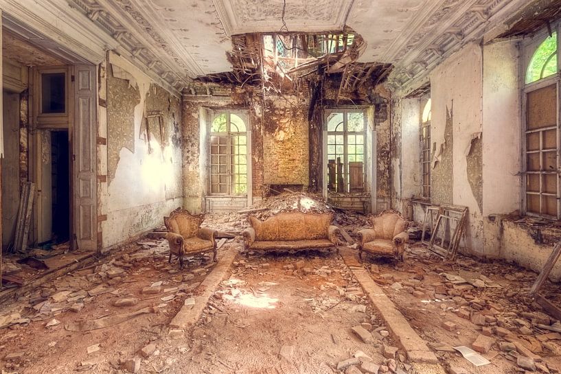 Sofa set in Abandoned Castle. by Roman Robroek