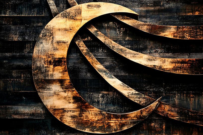 Mondsichel auf hölzernem Hintergrund von Art & Soul Creations