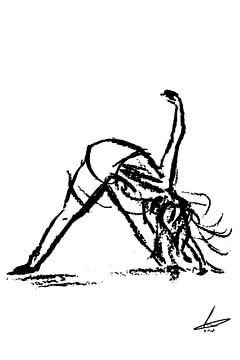 Geste de la danseuse dessin au fusain en noir et blanc