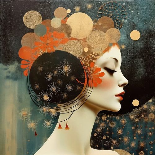 Modernes Porträt im Collage-Stil