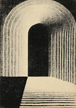 Abstracte symmetrie met halve cirkel en lijnen van Niklas Maximilian