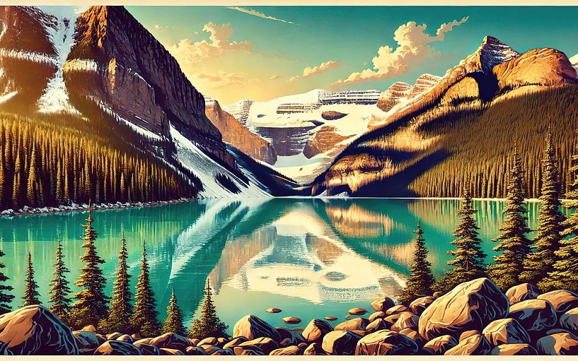 Vintage Lake Louise Poster, Canada by Chromatic Fusion Studio