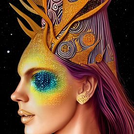 All That Glitters - Cosmic Goddess Portrait von Christine aka stine1