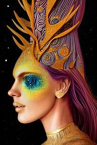 All That Glitters - Cosmic Goddess Portrait von Christine aka stine1