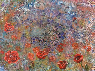 Caleidoscoop met rode rozen van Greta Lipman