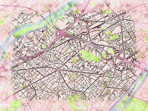 Karte von Nanterre im stil 'Soothing Spring'