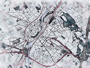 Karte von Halle im stil 'White winter'