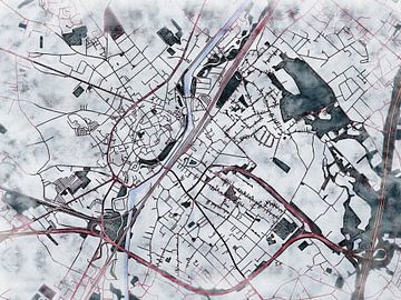 Kaart van Halle in de stijl 'White Winter' van Maporia
