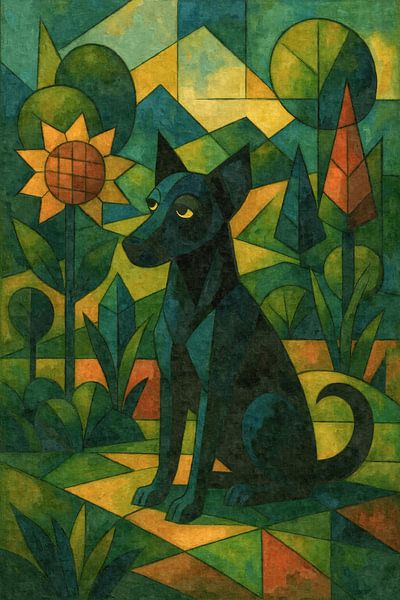 Sunflower and shadow creature by Sabine Wagner