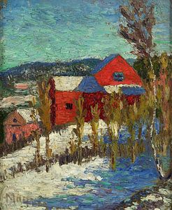 Konrad Mägi - Landschaft mit Häusern