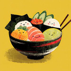 Kawaii Sushi in einer Schüssel